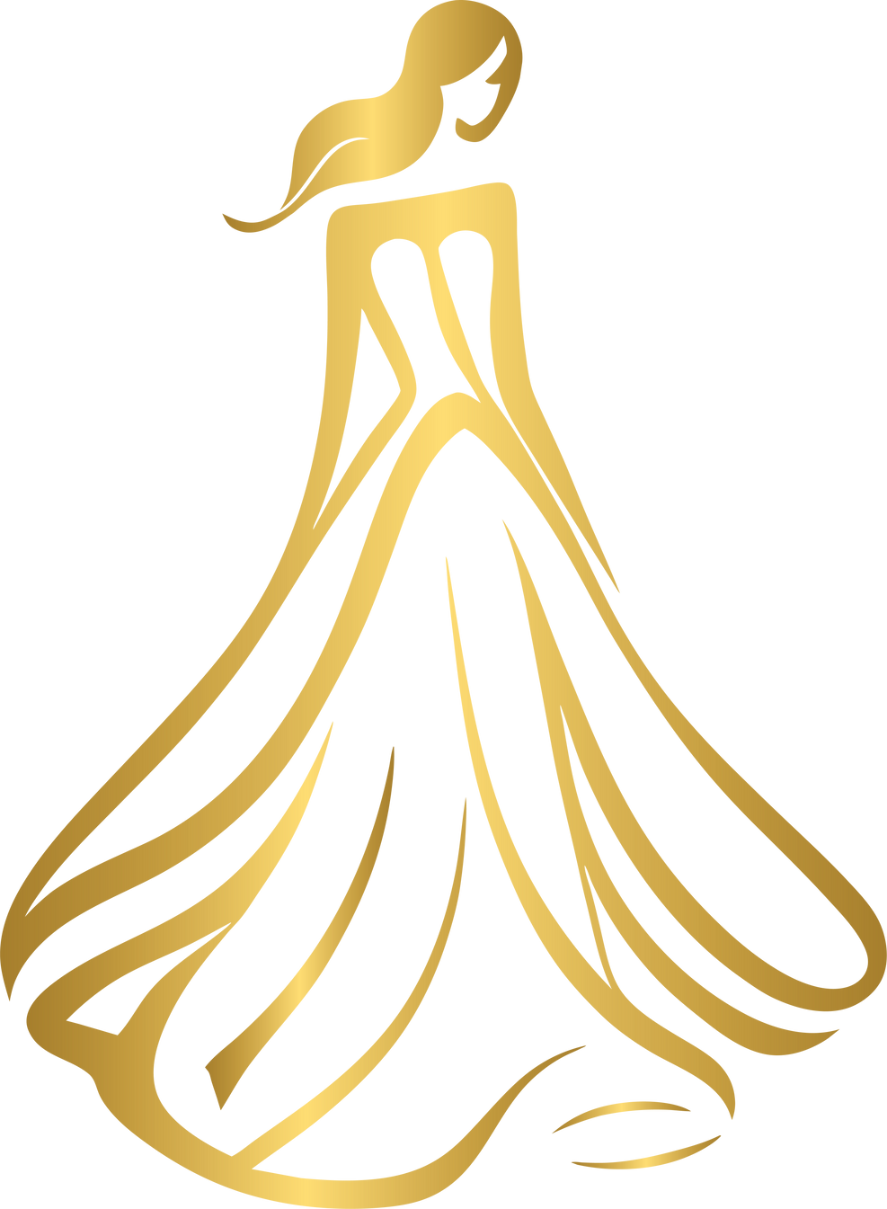 Golden fashion logo with gown